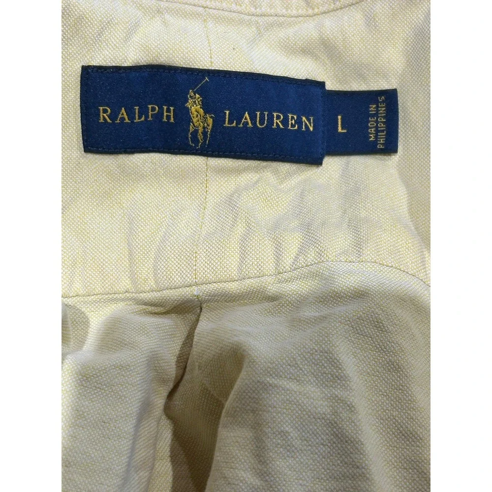 Polo Ralph Lauren Oxford Flesh Pony Shirt Mens L Yellow Long Sleeve Button Down
